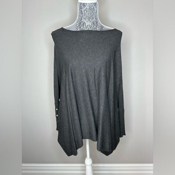 Alfani Sweaters - ALFANI Womens Boatneck Poncho Asymmetrical Hem Dolman Sleeve Studded Sweater XS